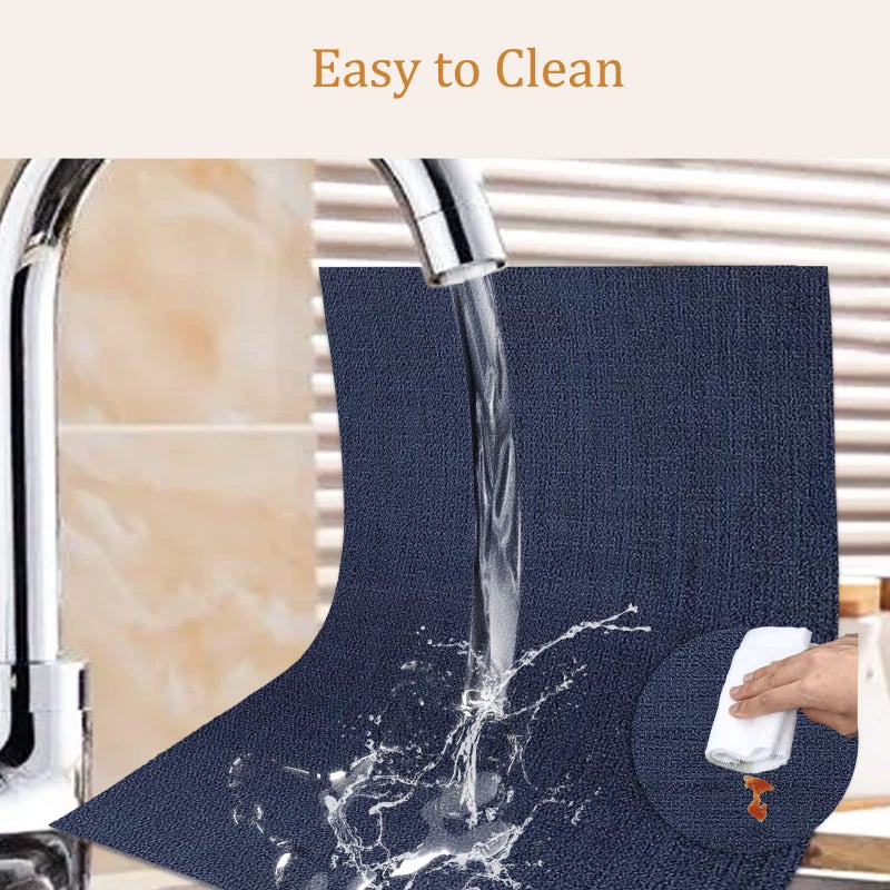 DACHUI Placemats Set of 6, Linen Look Woven Place Mats, Water Resistant, Heat Resistant, Washable, Durable Table Mats (Navy Blue) - Image 3